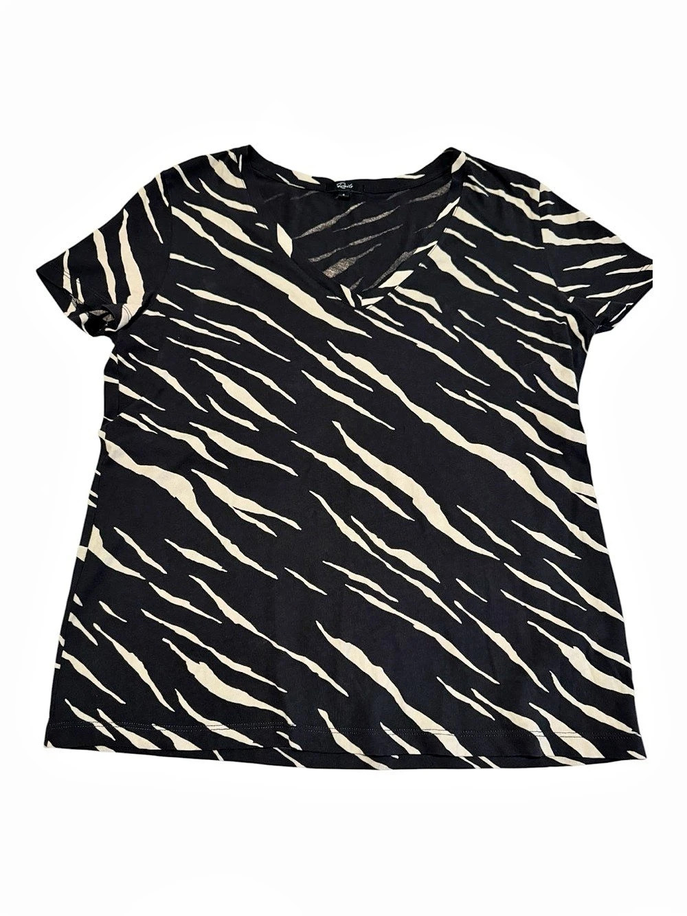 Rails Cara Tee Black & Cream Animal Print Size Small